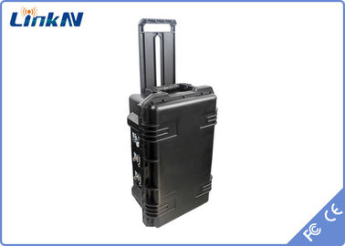 جهاز استقبال فيديو حقيبة سفر تكتيكي COFDM 4 قنوات IP65 مع بطارية وشاشة عرض AES256 H.264 تيار مستمر 12 فولت