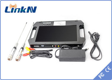 جهاز استقبال فيديو تكتيكي محمول باليد COFDM QPSK AES256 تشفير FHD CVBS H.264 مع بطارية عرض تعمل بالطاقة