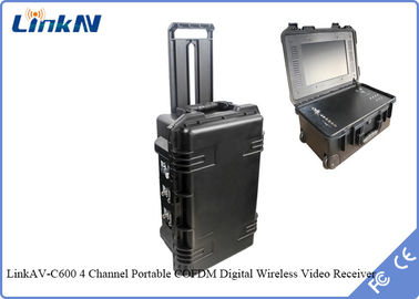 جهاز استقبال فيديو COFDM التكتيكي HDMI CVBS مع البطارية والشاشة يدعم تسجيل بطاقة HDD و TF