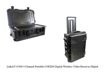 جهاز استقبال فيديو COFDM التكتيكي HDMI CVBS مع البطارية والشاشة يدعم تسجيل بطاقة HDD و TF