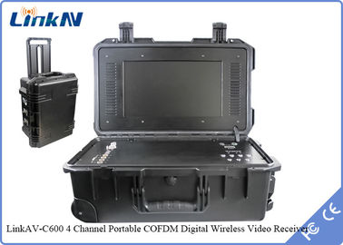 جهاز استقبال فيديو COFDM تكتيكي عسكري للشرطة مع بطارية وشاشة تشفير AES256 حساسية عالية 106dBm @ 2MHz