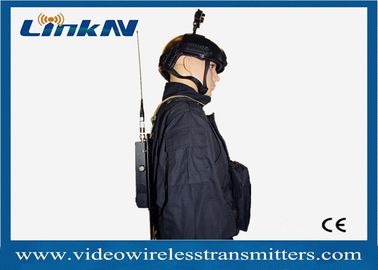 جهاز إرسال COFDM العسكري AES256 QPSK HDMI و CVBS H.264 2-8 ميجا هرتز يعمل بالبطارية