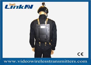 جهاز إرسال الفيديو التكتيكي الذي يرتديه الجسم طويل المدى COFDM QPSK HDMI و CVBS AES256 يعمل ببطارية التشفير