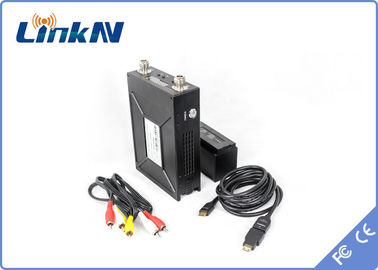 جهاز إرسال فيديو الشرطة طويل المدى يعمل بالبطارية COFDM QPSK HDMI &amp; CVBS H.264 تأخير منخفض AES256
