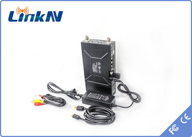 جهاز إرسال فيديو الشرطة Manpack COFDM QPSK HDMI &amp; CVBS H.264 تأخير منخفض AES256 تشفير 2-8MHz عرض النطاق الترددي