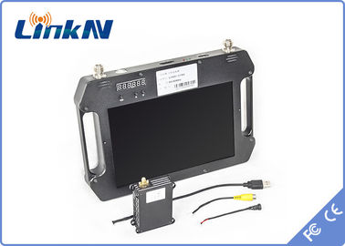جهاز استقبال فيديو تكتيكي للشرطة العسكرية COFDM QPSK AES256 تشفير FHD CVBS H.264 مع بطارية عرض تعمل بالطاقة