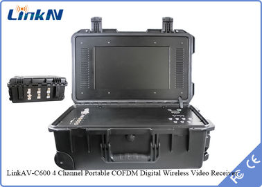 جهاز استقبال فيديو COFDM محمول مع بطارية وشاشة عرض تشفير AES256 حساسية عالية 106dBm @ 2MHz